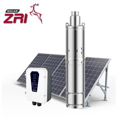 China Zri 4 inch 12v solar water pump system family homes pump solar submersible borehole agriculture pump for sale