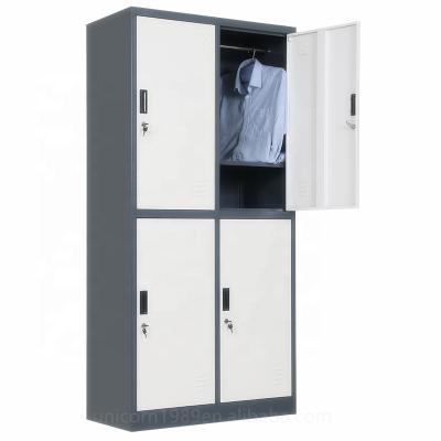 China Bedroom Metal Wardrobe Almirah for Modern Metal Bedroom Furniture Design Wardrobe Clothes Double Color Steel Closet Lockers with Mirror for sale