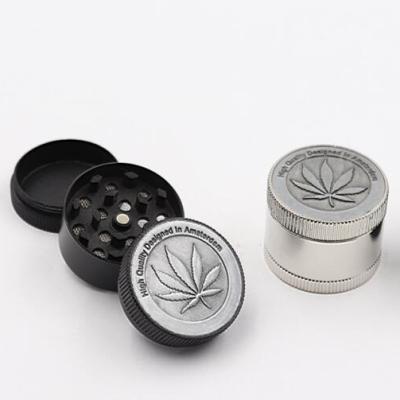 China 3Layers Zinc Leaves Smoke Tobacco Metal Grinder for sale