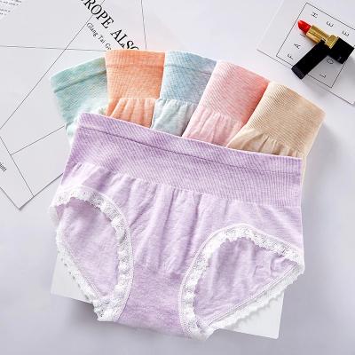 China Antibacterial shine of thread seamless cotton underwear belly lace physiological panties for sale