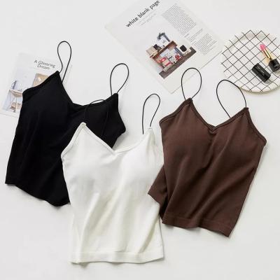 China New QUICK DRY can be worn outside thin sling vest straps underwear top with wrap seamless tube chest pads cotton top bra for woman for sale