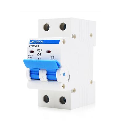 China Copper Parts/Residential Mini Circuit Breaker MCB Security Protection MCB 2P 1-63A Disjuntor MCB silver contact for sale