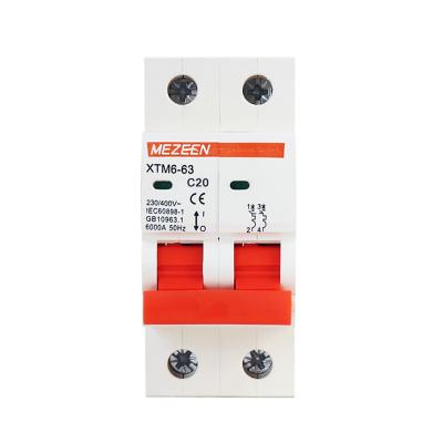 China Copper MCB 6KA 2P 20A Mini Circuit Breakers For Solar PV System Disconnecting Switch OEM ODM for sale