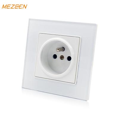 China Durable Glass Panel 16A 220V 220V 50/60HZ /safety power socket power supply white color French type outlet for sale