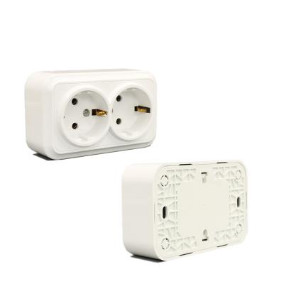 China Durable European Surface Mount Schuko Socket Double Outlet Outlet With CE Certificate for sale