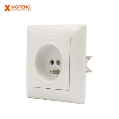 China Security Get Free Samples White ABS European Style French Extension Wall Socket for sale