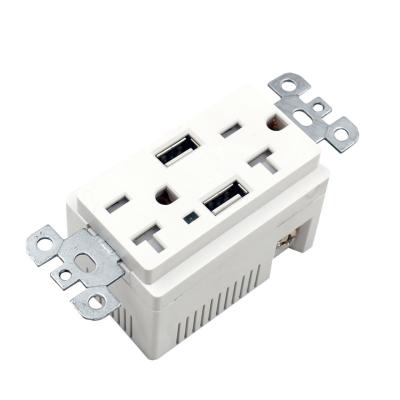 China Series 15A 125V Double Convenient N USB Electrical Outlet Socket Duplex America Wall USB Charger Outlet for sale