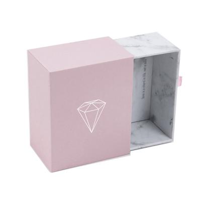 China Jewelery Packaging Printed Your Logo Packaging Boxes Jewelry Pink Ring Sliding Box Jewelry Box for sale