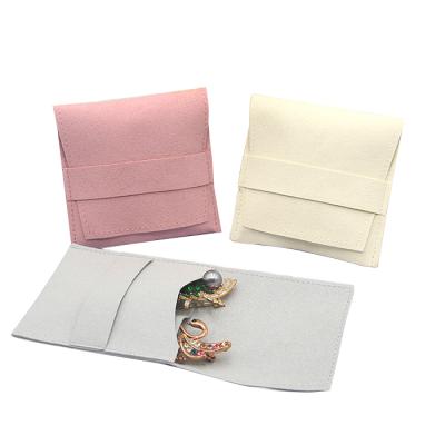 China High Quality Recyclable Custom Envelope Type Microfiber Suede Pouch Jewelry Packaging Bag With Embossing Logo for sale