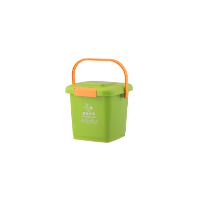 China China OEM Mini 8L 10L 15L Sustainable Garbage Bins Green Indoor Handheld Plastic Trash Cans With Lid for sale