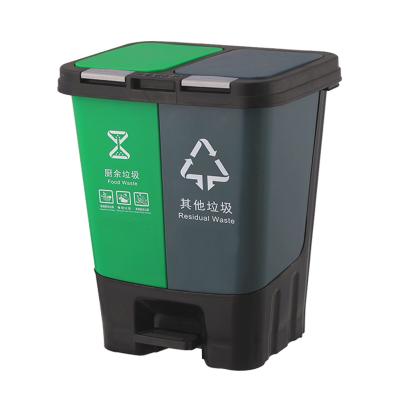 China New Design Sustainable Waste Matching Bin Segregation 2 In 1 Foot Pedal Empty Waste Bins Bins With Lids for sale