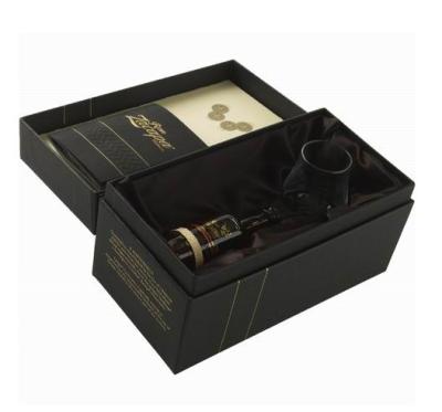 China Cajas de empaquetado del vino rígido negro de lujo del tablero de papel para el empaquetado del regalo en venta