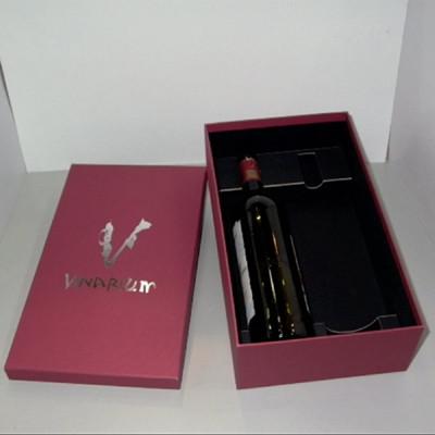 China Red Rectangle Cardboard Wine Gift Box / Paper Wine Packaging Boxes for sale