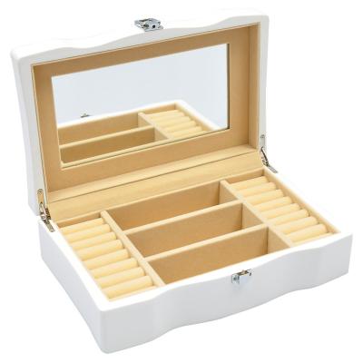 China Portable White Makeup Mahogany, Chestnut, MDF Wooden Storage Boxes with Mirror for sale