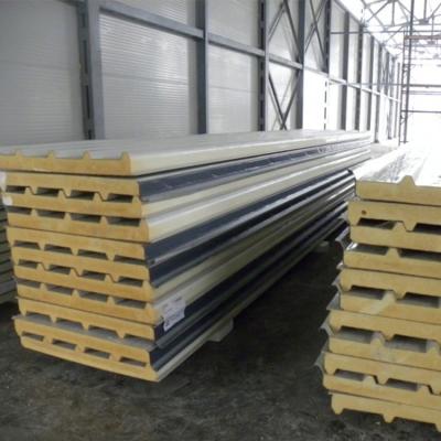 China Fierproof Fire Proof Insulated Rock Wool Sandwich Panel Roof Sheet for sale