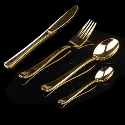 China Tables Goldware Party Supplies Tables Goldware Party Supplies Rose Gold Sliver Disposable Plastic Cutlery Set Spoons Plastic Forks and Knives Set for sale