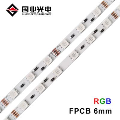 China LANDSCAPE small FPCB ultra thin 6mm rgb color 5050 smd led flexible strip light 60leds/m lighting for sale