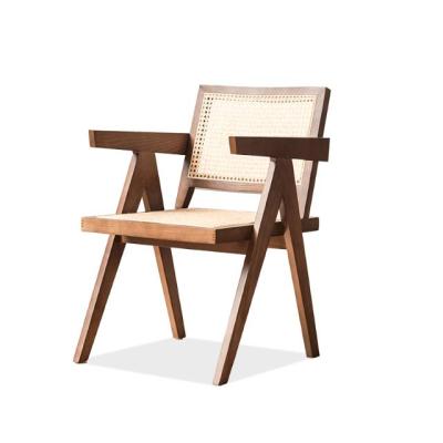 China Cooling Nordic Style Rattan Cane Restaurant Chair Cafe Rattan Solid Wood French Natural Furniture Dining Chair for sale