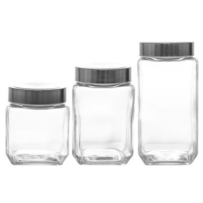 China Hot Sale High Quality Homeware Storage Bottles And Jars Kitchen Spice Storage Jar With Iron Stainless Lid for sale