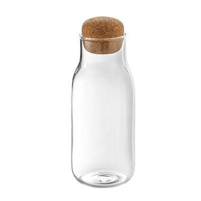 China Hot Sales Storage Bottles And Jars High Quality Clear Glass Drinking Bottle With Bamboo Cork Lid for sale