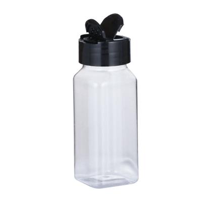 China Hot Selling High Quality Transparent Glass Spice Storage Bottles And Jars With Black Lid for sale