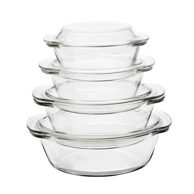 China Gas Cooker Heavy Duty Borosilicate Glass Bakeware Bakeware Top With Handle Glass Pie Dish Heated Fluted With Lid for sale