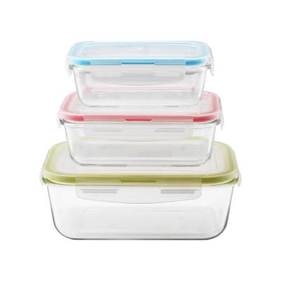 China High Borosilicate Glass Storage Microwavable Food Container With PP Lid for sale