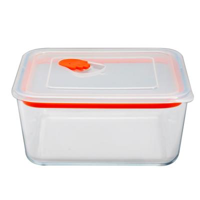 China Modern Style Microwavable Food Box PP Glass Food Containers Plastic Free Lid With Square Air Vent Design for sale