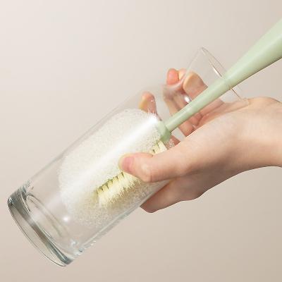 China Viable Can Wholesale Customize New Angled Milk Bottle Long Handle Cup Non-dead Wash Brush Special Cleaning Brush for sale