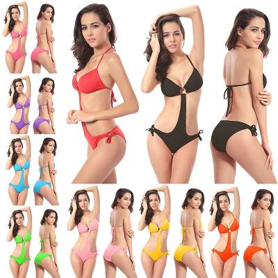 China Plus Size Women's V-Neckline Swimsuit Tie Front Cutout Solid One Piece Sexy Swimwear for sale