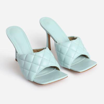 China 2021 breathable new spring and summer fashion wholesale high heels adjust plaid high heels slippers for sale