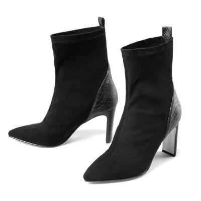 China 2021 Breathable Suede Material High Heel Copy Boots New Fashion High Heels Boots Women for sale