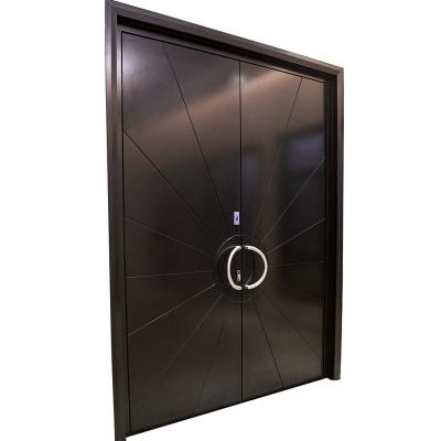 China Thermal Insulation Hurricane Impact Waterproof Aluminum Swing Hinged Aluminum Cladding High Quality Wooden Casement Double Opening Entry Door for sale