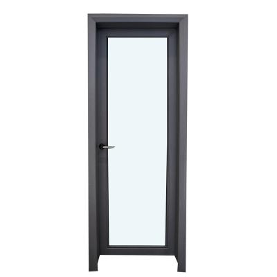 China Dongguan Waterproof Cheap Smoked Doors White Aluminum Glass Hotel Bathroom Interior Doors Double Frame Interior French Swing Door for sale