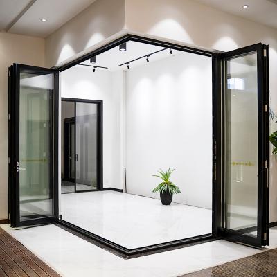 China Thermal Insulation Energy Efficiency Outdoor Veranda French Corner Sliding Folding Door for sale