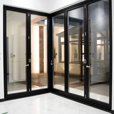 China Heat Insulation Easy Installation Custom Double Glazed Aluminum Exterior And Interior Corner Folding Doors for sale