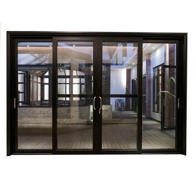 China Modern Exterior Aluminum Tempered Glass Patio Security Home Sliding Door Windproof Door for sale