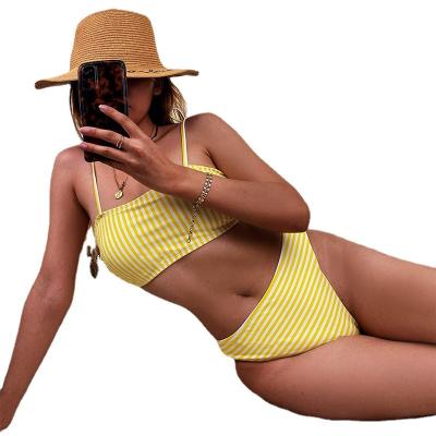 China Plus size woman sexy fashion striped swimwear customlogo sexy luxury bikinis swimwear for sale