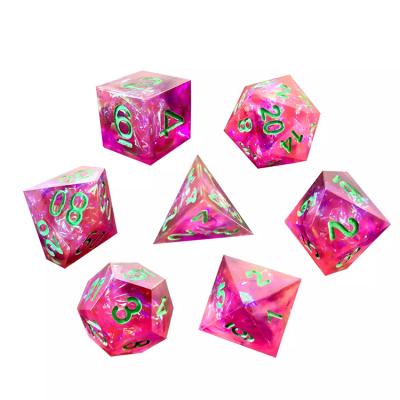 China DND Games Customized Transparent Multi Color Resin DND Rotating Polygonal Dice Set Board Game Dice for sale