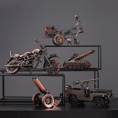 China Customized Eco-Friendly Retro Metal Motorcycle Model Creative Home Accessories Living Room Wine Cabinet Decoration Ornaments Crafts for sale