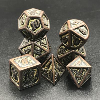 China Dnd Fashionable Retro Dungeons And Dragons Polyhedron Metal Custom Carve for sale