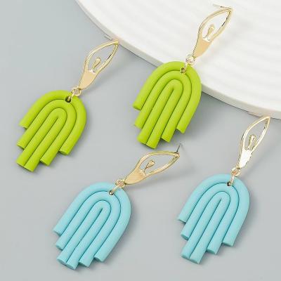 China Za Fashion Wholesale Polymer Clay Stripe Earring For Girls for sale