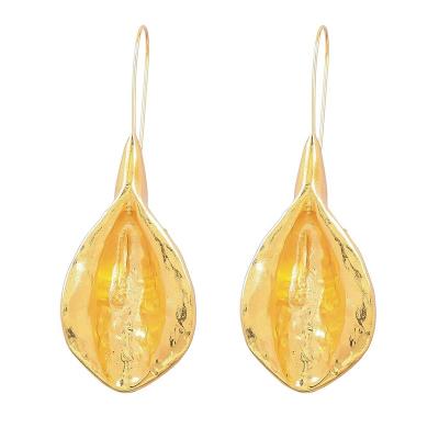 China Simple Za fashion wholesale temperament metal leaf earrings jewelry for women for sale