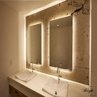 China New Design Hotel Bathroom Wall Illuminated Backlit Mirror With LED Lights Modern for sale