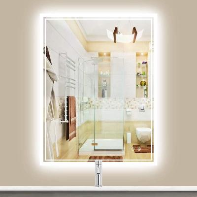 China Dimmable Modern Touch Illuminated Bathroom LED Lighted Fog Proof Mirror for sale