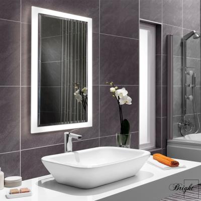 China Illuminated Backlit Hotel Bathroom Explosion Proof Mirror With LED Lighting 24x32 for sale