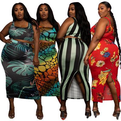 China (Fashion 0.6) 21219 Viable Plus Size Fashion Fitted Split Printing Casual Suit Plus Size Women's Two-Piece Suit for sale