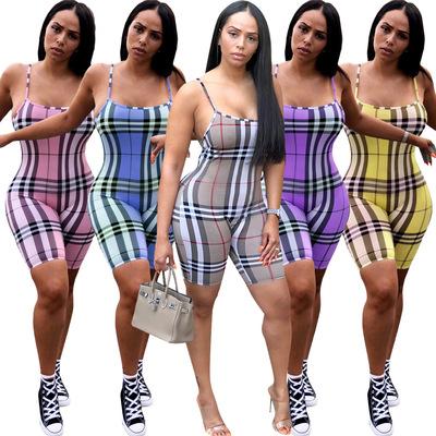 China 7660 QUICK DRY Women's Suspender Urban Check Print Style (RTS 0.3) Casual Overalls for sale