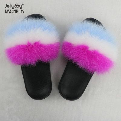 China Colorful Fox Fur Slippers Ladies Fur Sandals And Slippers 0.6) Light Weight JBA03 ( for sale