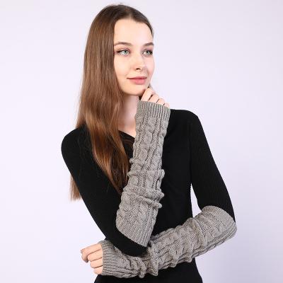 China Twist Knitting In Stock Half-finger Twist Cheap Extended Woolen Gloves Grade Female Long Sleeve Gloves for sale